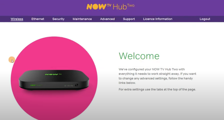 Now TV router admin page