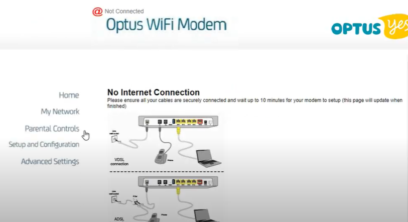 Optus modem login