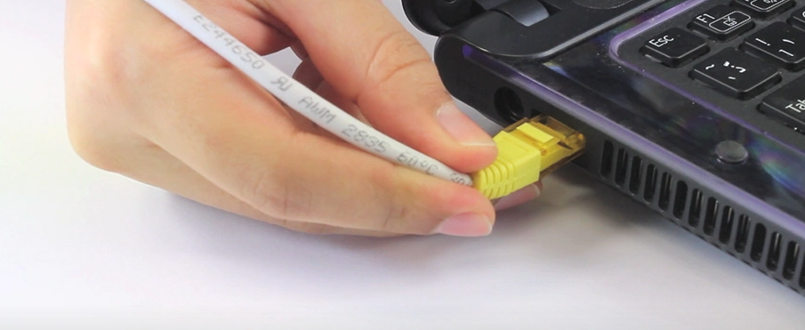 ethernet cable to the ethernet port